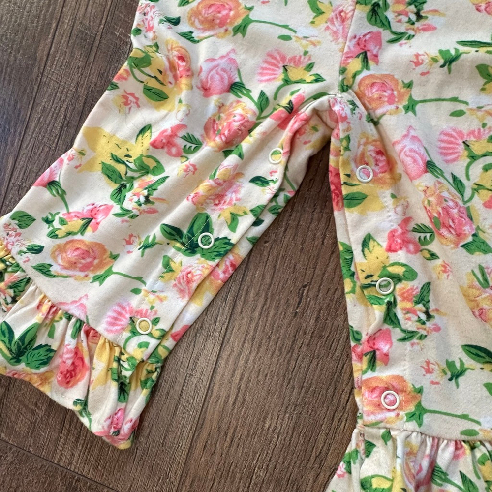 Baby Three Sisters Floral Ruffle Jumpsuit Romper 12 Months White Pink - Picture 12 of 14